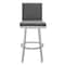 Armen Living Rochester 30" Swivel Modern Brushed Stainless Steel and Gray Faux Leather Barstool 721535752157 - alternate 7